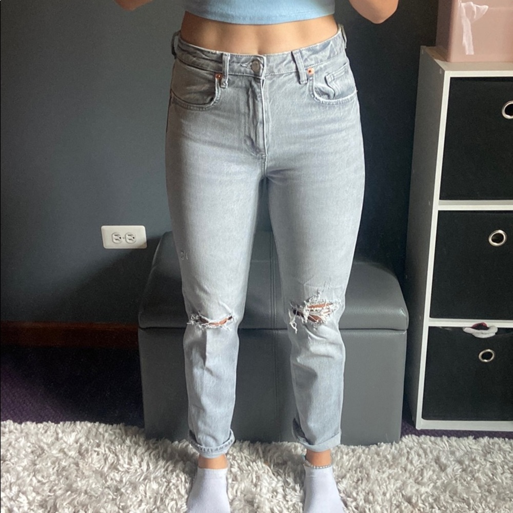 Zara Slim Fit High Rise Jeans, Grey sz 4